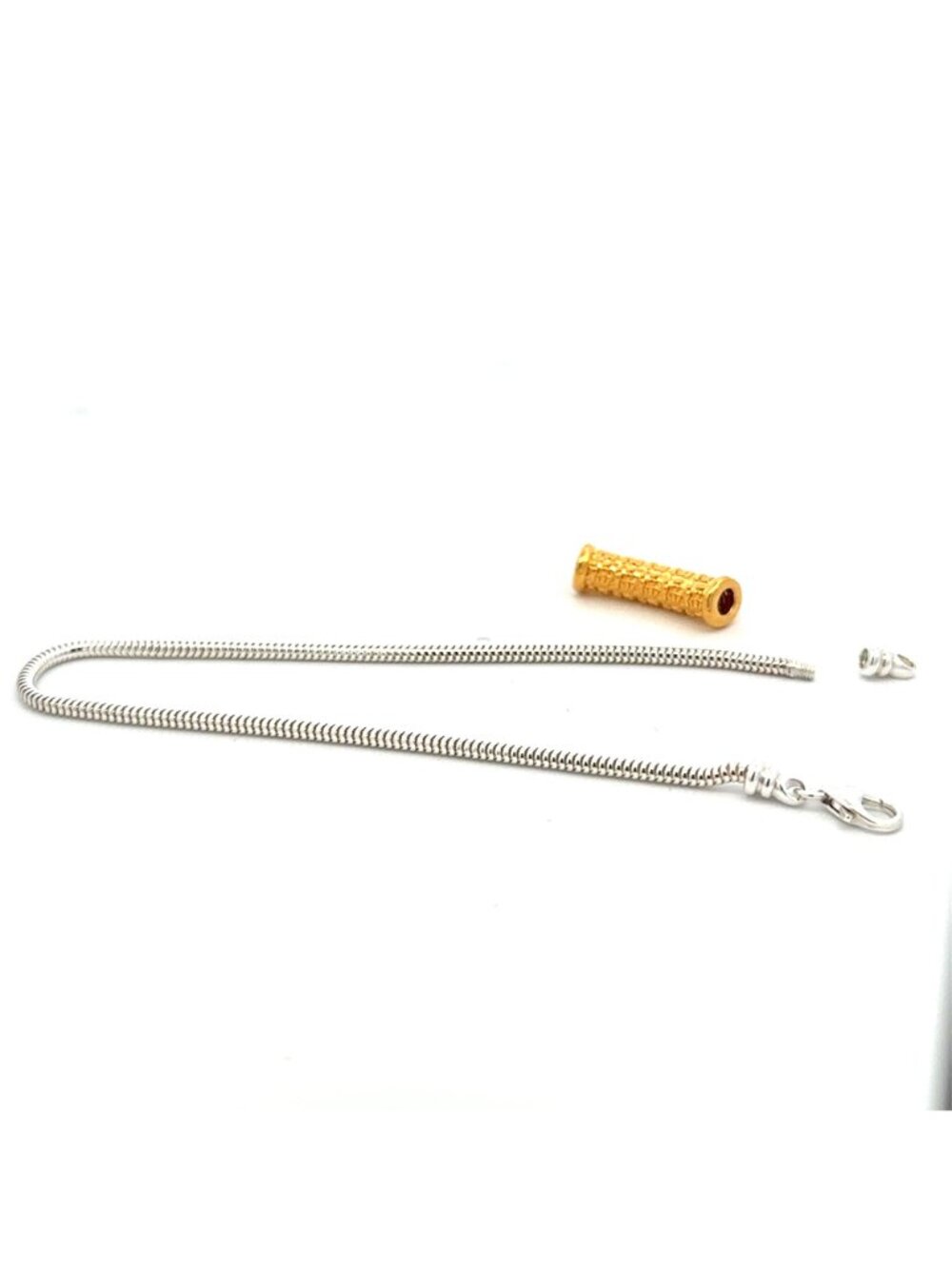 925 Sterling Silver Add-a-Bead Chain with 18k Solid Gold Tube Accent, Customize - Picture 2 of 9